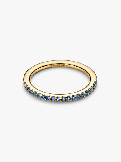 Anello Pandora Pavé Fascia Sottile Blu 162999C02