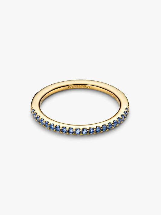 Anello Pandora Pavé Fascia Sottile Blu 162999C02