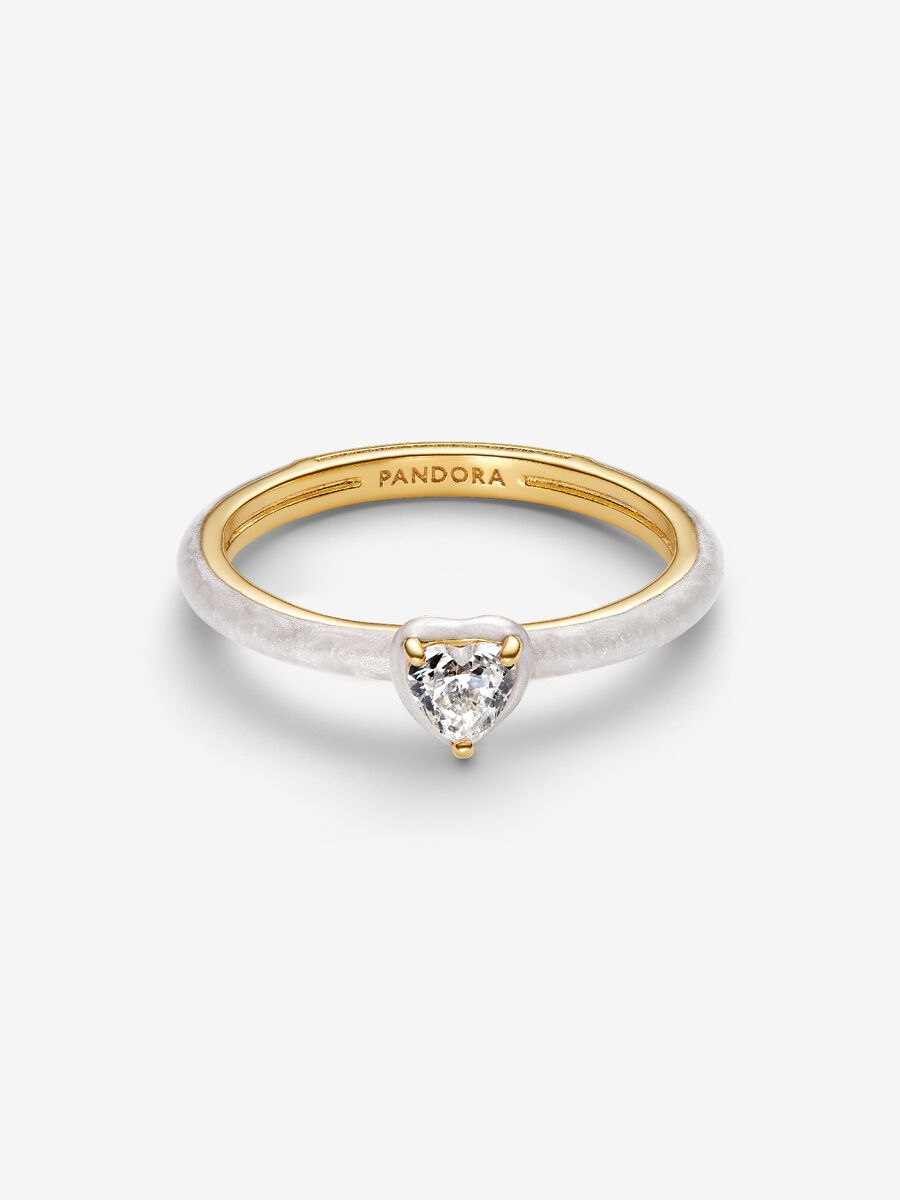 Anello Pandora White Chakra Heart Pandora ME Placcatura in Oro 14k