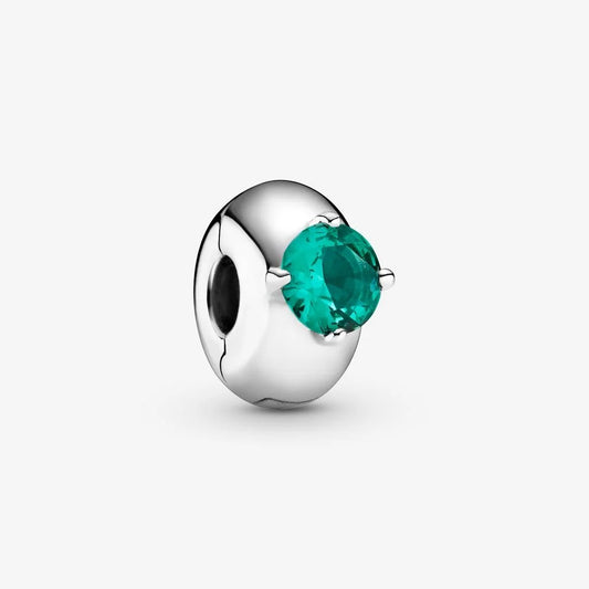 Clip Pandora con Solitario Rotondo Verde 799204C03