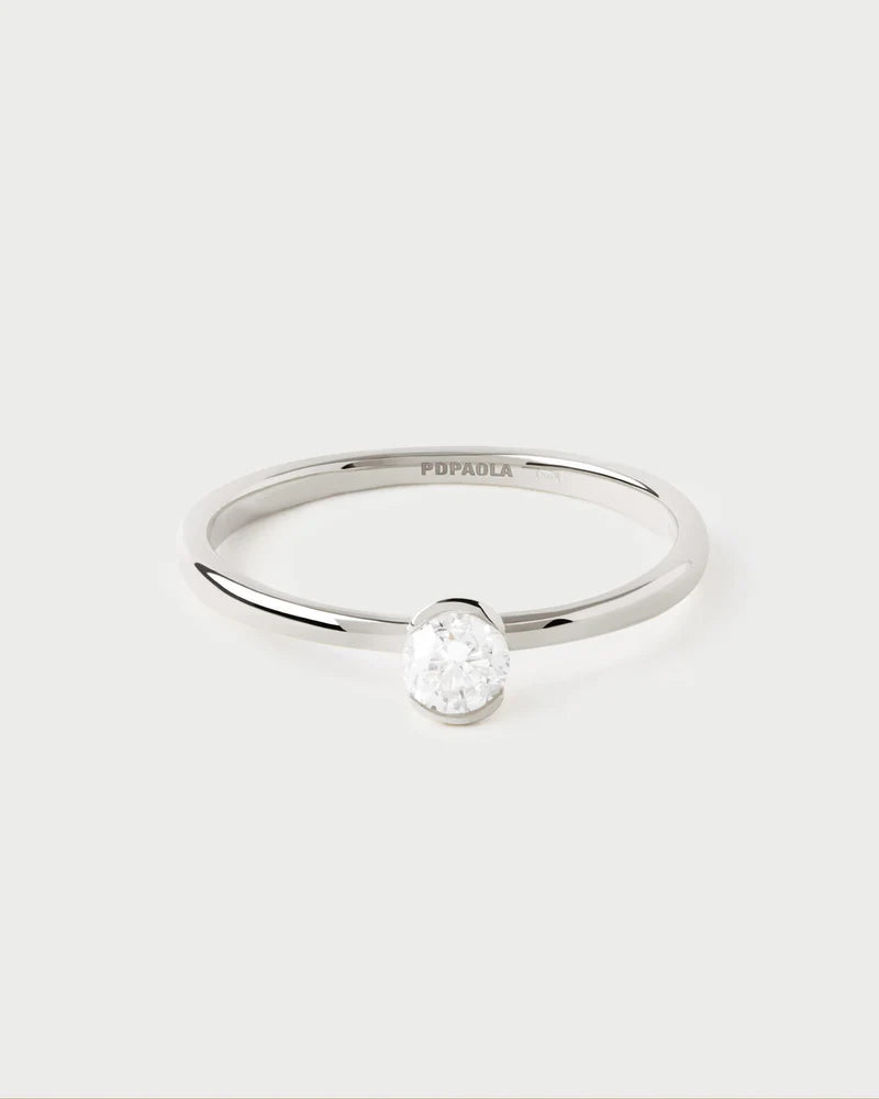 Anello PD PAOLA Anello solitario in diamante e oro bianco Grace Mini AN06-E77