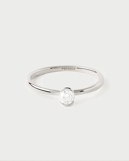 Anello PD PAOLA Anello solitario in diamante e oro bianco Grace Mini AN06-E77