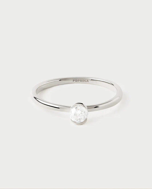 Anello PD PAOLA Anello solitario in diamante e oro bianco Grace Mini AN06-E77