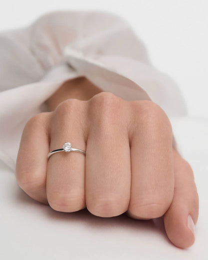 Anello PD PAOLA Anello solitario in diamante e oro bianco Grace Mini AN06-E77