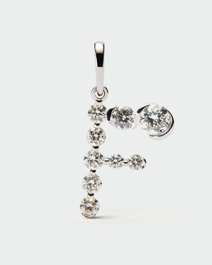 Pendente PD PAOLA Pendente con iniziale F en in diamanti e oro bianco PE06-154-U
