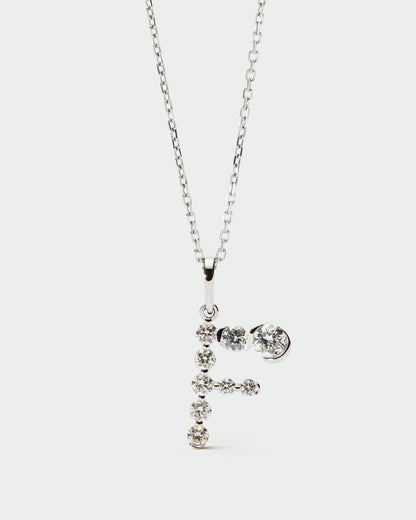 Pendente PD PAOLA Pendente con iniziale F en in diamanti e oro bianco PE06-154-U