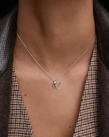 Collana PD PAOLA W initial silver pendant necklace CO02-B96-U