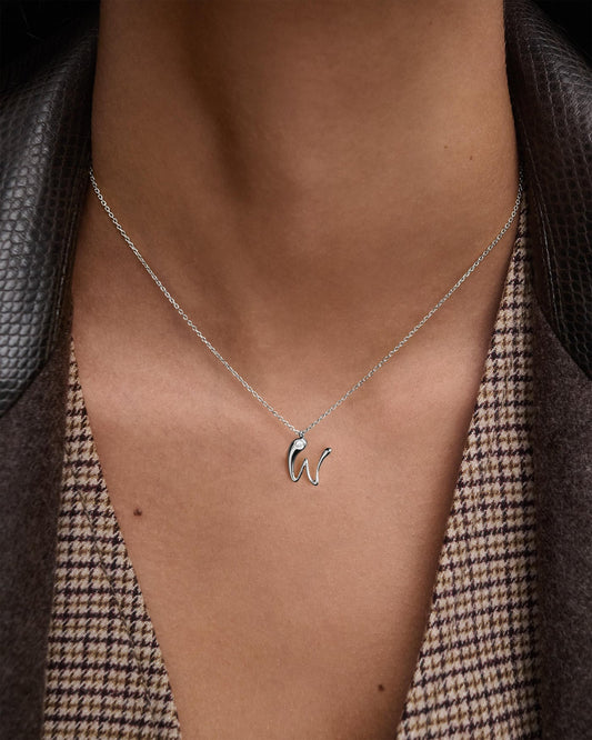 Collana PD PAOLA W initial silver pendant necklace CO02-B96-U