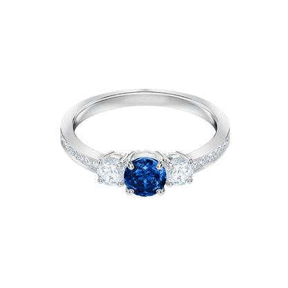 Anello Swarovski Attract Trilogy Round Azzurro
