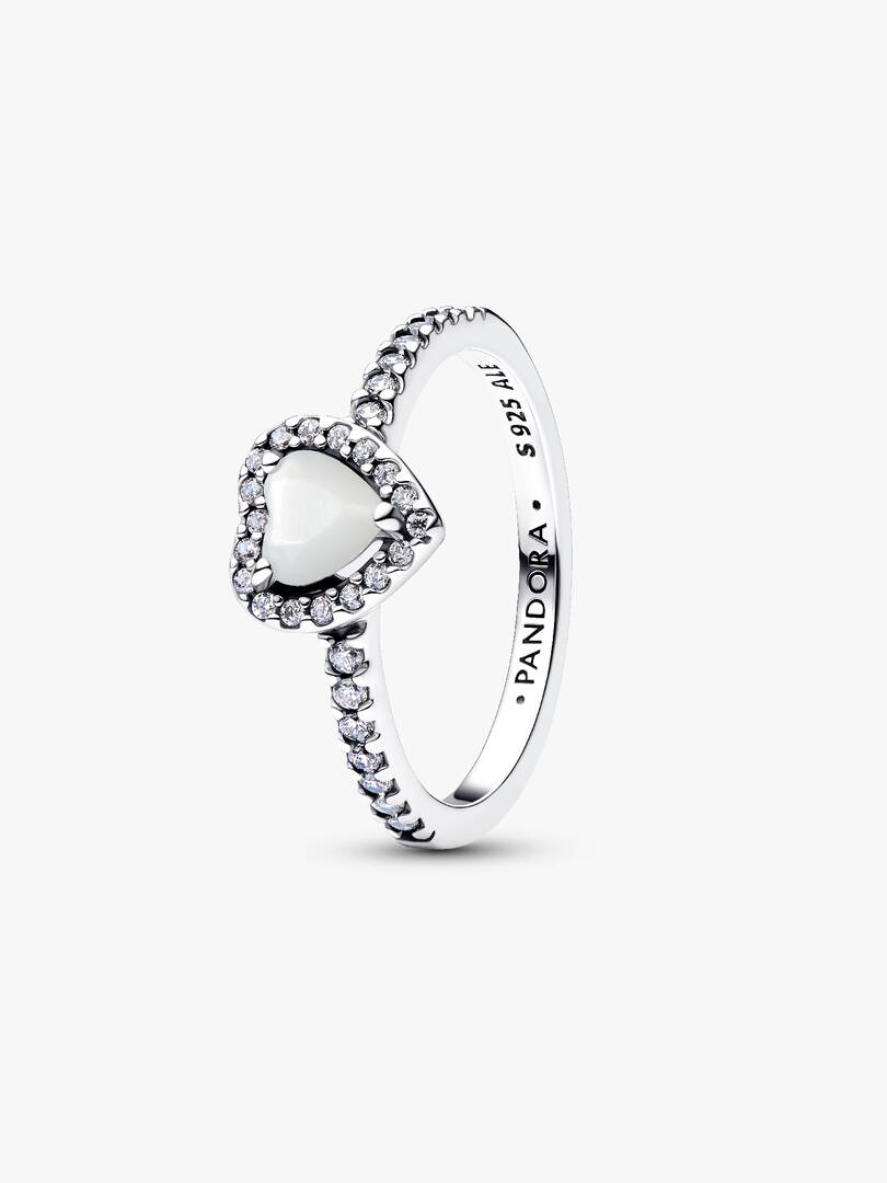 Anello Pandora Cuore in Rilievo Bianco 198421C11