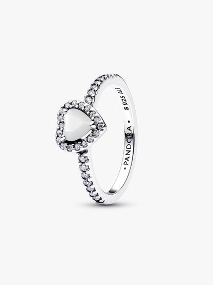 Anello Pandora Cuore in Rilievo Bianco 198421C11