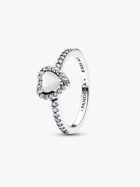 Anello Pandora Cuore in Rilievo Bianco 198421C11