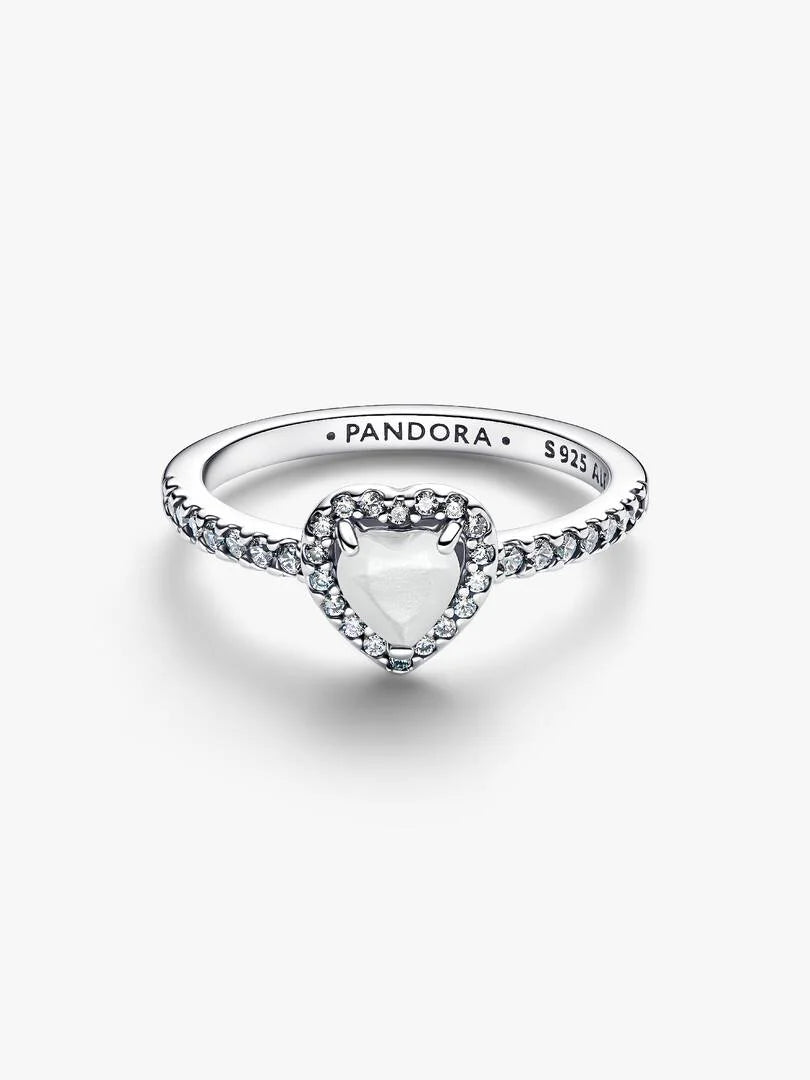 Anello Pandora Cuore in Rilievo Bianco 198421C11