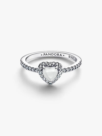 Anello Pandora Cuore in Rilievo Bianco 198421C11