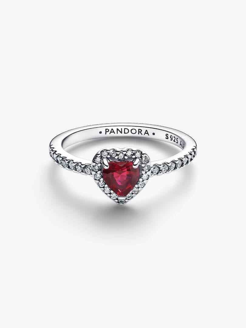 Anello Pandora Cuore in Rilievo Rosso Intenso 198421C13
