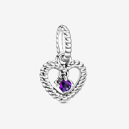 Pandora Purple Heart Pendant Charm Decorated with Balls 798854C03