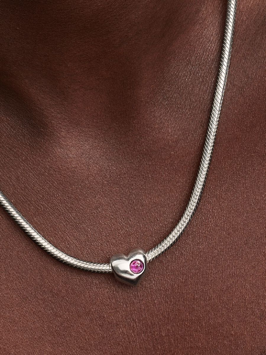 Charm Pandora Cuore con Pietra Viola Febbraio da incidere 794161C02