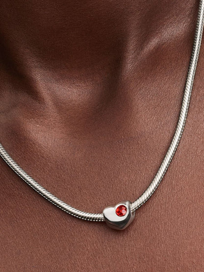 Charm Pandora Cuore con Pietra Rossa Scuro Gennaio da incidere 794161C01