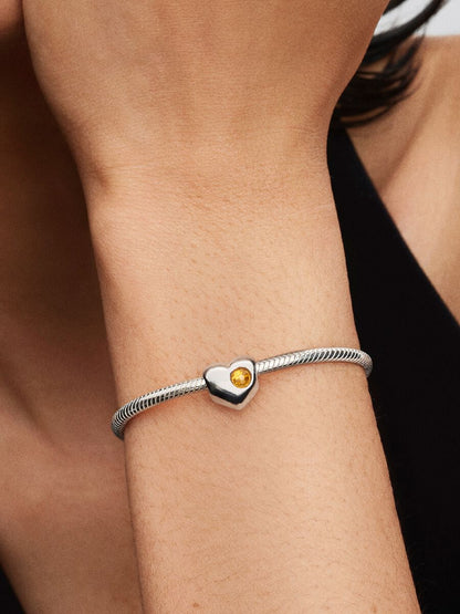 Charm Pandora Cuore con Pietra Miele Novembre da incidere 794161C11