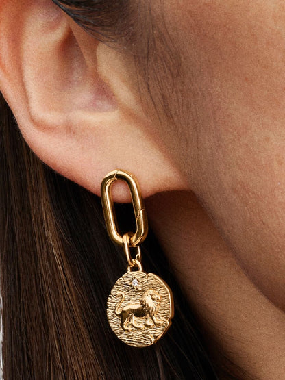 Charm Pandora Medallion Leone "Vita Veritas Virtus" Placcatura in Oro 14k