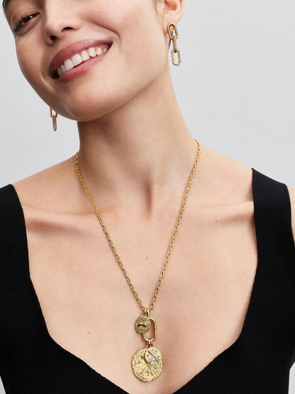 Charm Pandora Medallion Leone "Vita Veritas Virtus" Placcatura in Oro 14k