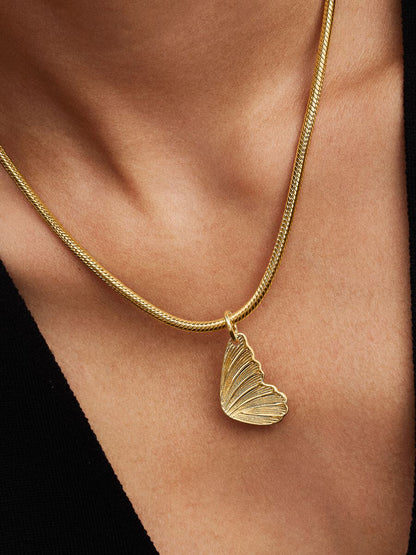 Charm Pandora Pendente Ali di Farfalla da incidere Placcatura in Oro 14k