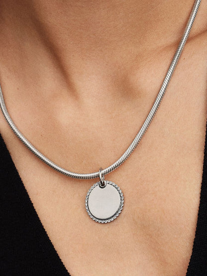 Charm Pandora Pendente Medaglia Luminosa da incidere Argento Sterling 925