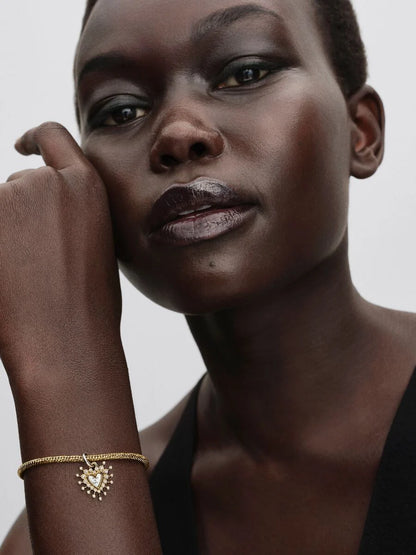 Charm Pandora pendente Cuore Luminoso doppio Argento Sterling 925, Placcatura in Oro 14k 764141C01