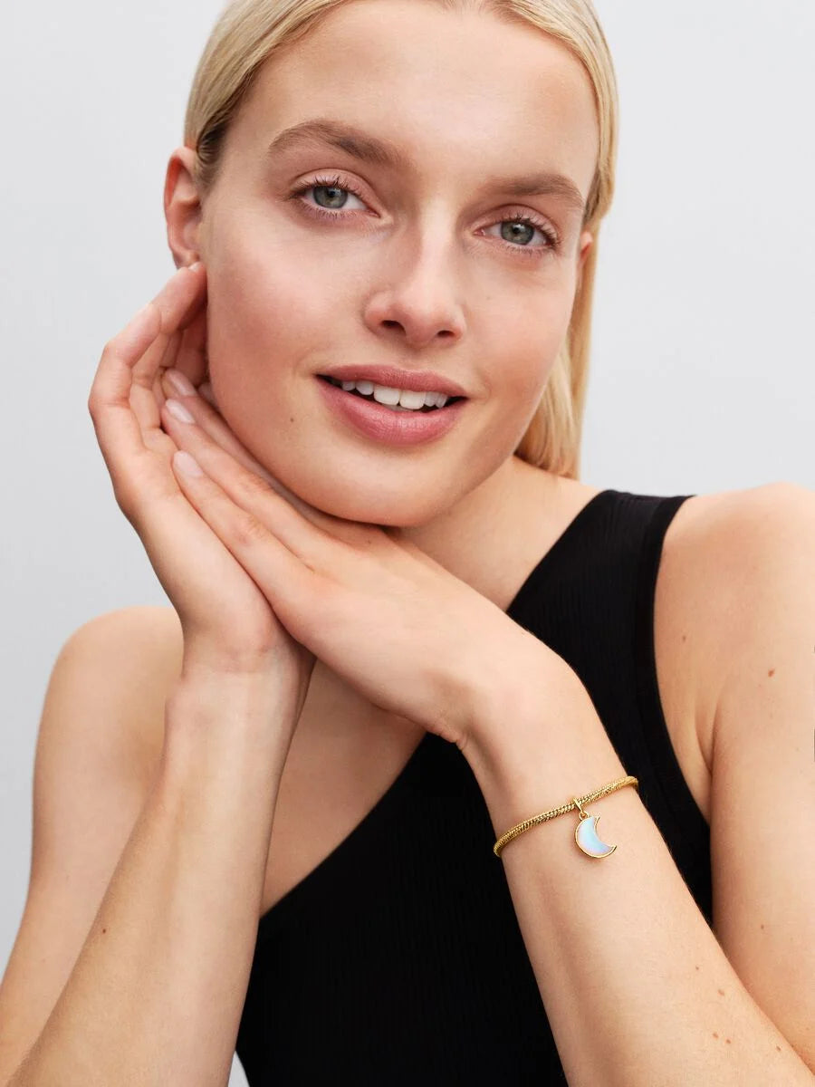 Bracciale Pandora Maglia Snake Sfaccettata con Chiusura a Cuore Placcatura in Oro 14k