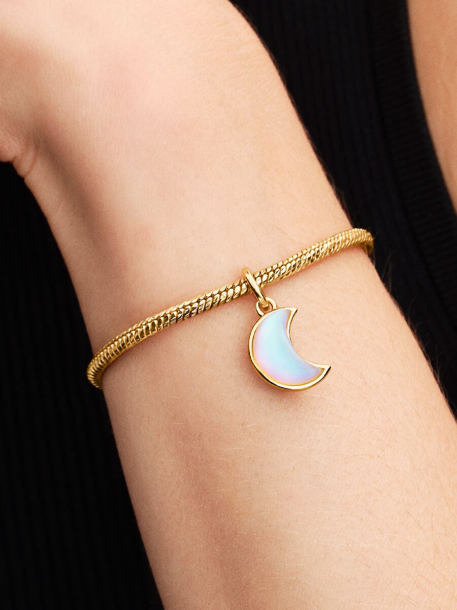Bracciale Pandora Maglia Snake Sfaccettata con Chiusura a Cuore Placcatura in Oro 14k