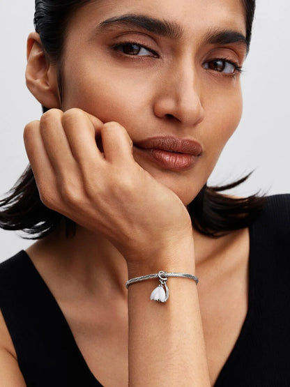 Charm Pandora Pendente Fiore Bucaneve Vetro di Murano Argento Sterling 925 794239C01