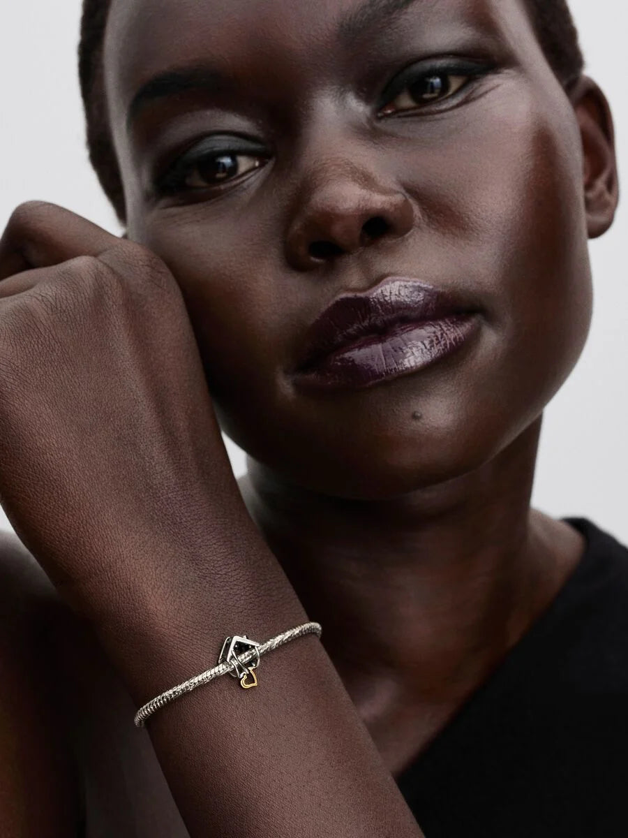 Charm Pandora Openwork Casa "With You I'm Home" Argento Sterling 925, Placcatura in Oro 14k 764145C00