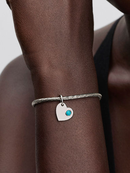 Charm Pandora Pendente Cuore con Pietra Turchese Dicembre Argento Sterling 925 794295C12