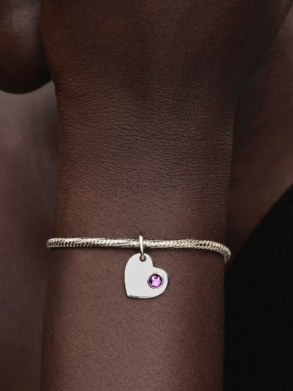 Charm Pandora Pendente Cuore con Pietra Viola Febbraio Argento Sterling 925 794295C02