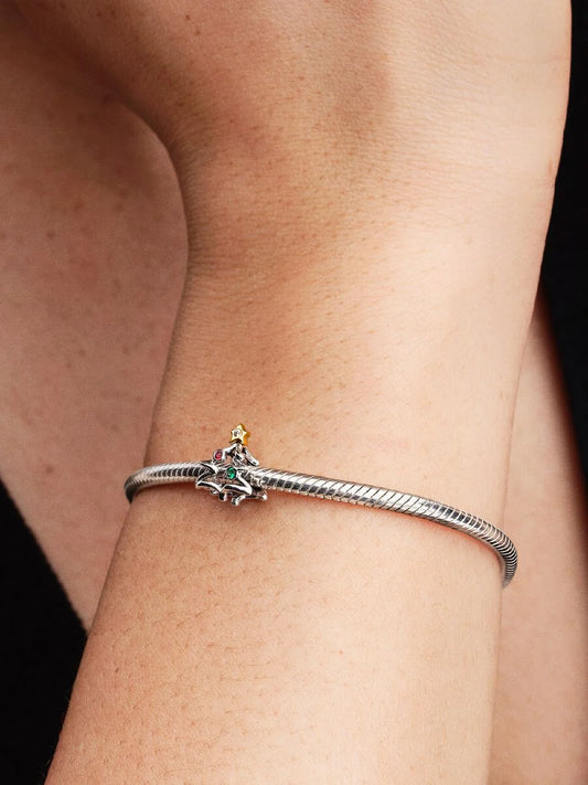 Charm Pandora Openwork Albero di Natale Argento Sterling 925, Placcatura in Oro 14k 764248C01