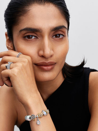 Charm Pandora Openwork Casa "With You I'm Home" Argento Sterling 925, Placcatura in Oro 14k 764145C00