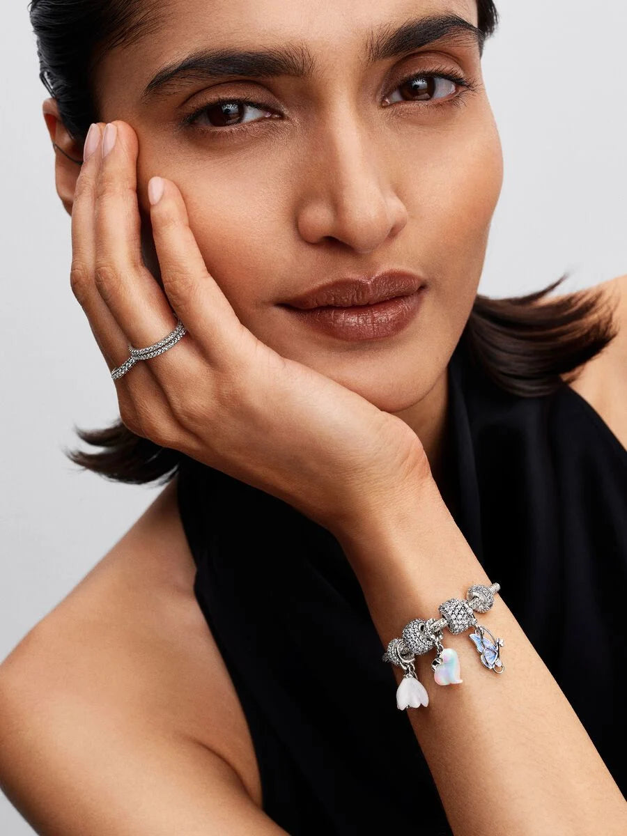 Charm Pandora Pendente Fiore Bucaneve Vetro di Murano Argento Sterling 925 794239C01