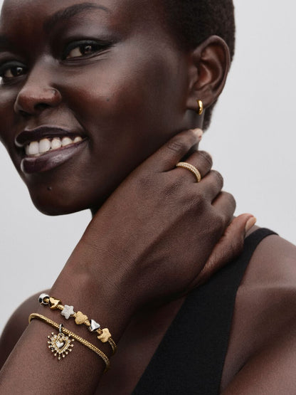 Charm Pandora pendente Cuore Luminoso doppio Argento Sterling 925, Placcatura in Oro 14k 764141C01