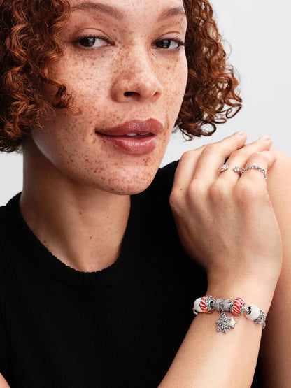 Charm Pandora pendente doppio Fiocco di neve opalescente Argento Sterling 925 794142C01