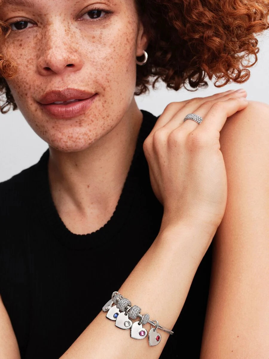 Charm Pandora Cuore con Pietra Rossa Scuro Gennaio Argento Sterling 925 794295C11