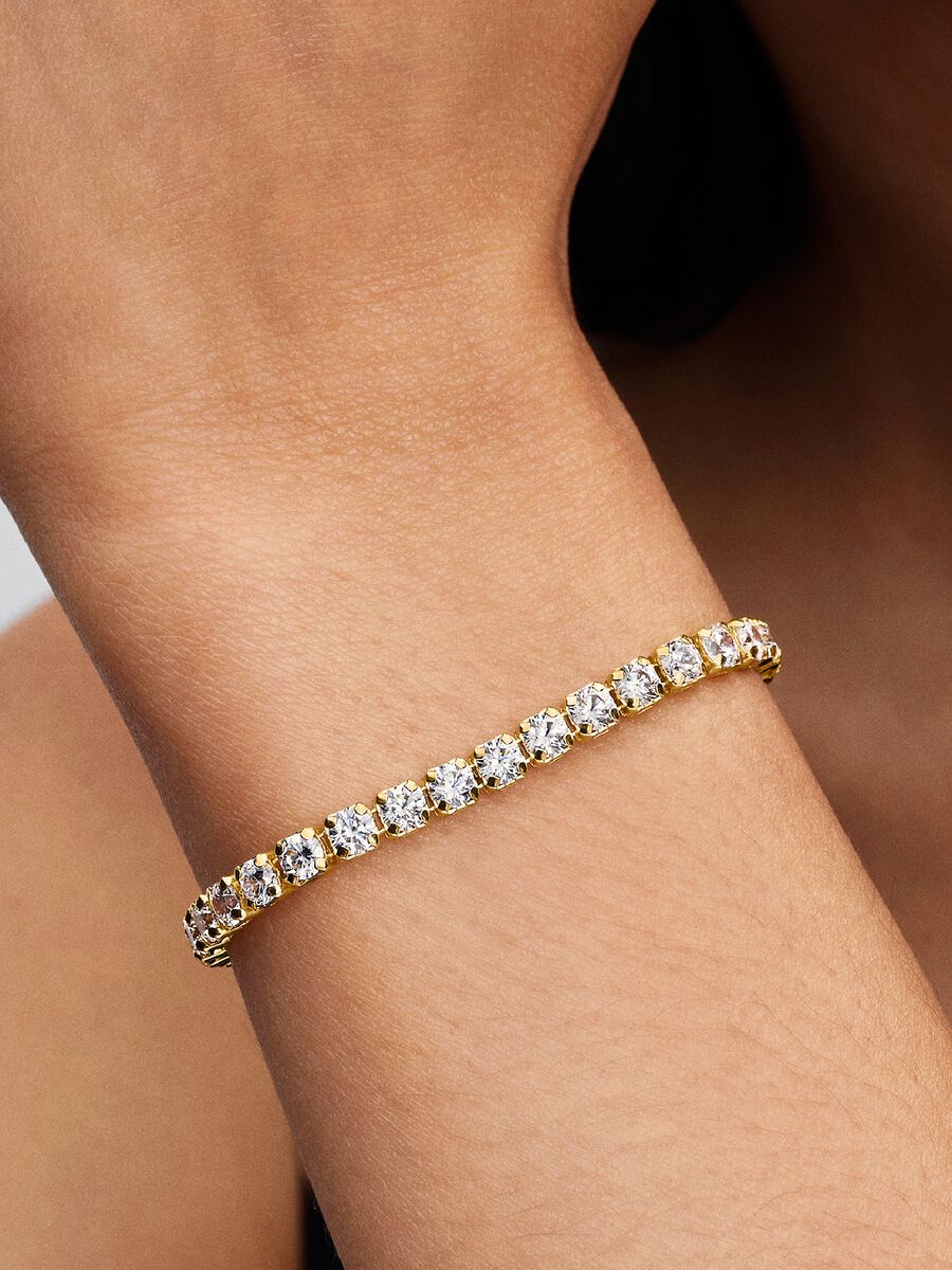 Bracciale Pandora Tennis con Pietre grandi Placcatura in Oro 14k