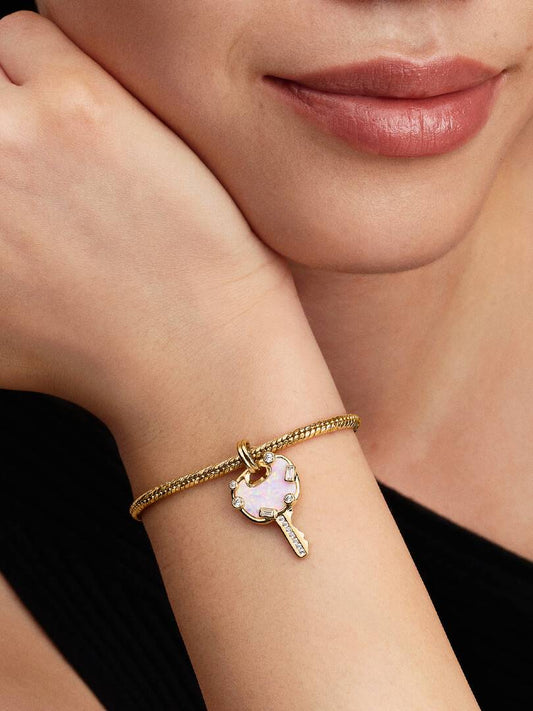 Charm Pandora Pendente Chiave Love Grande Opale Rosa 764349C01