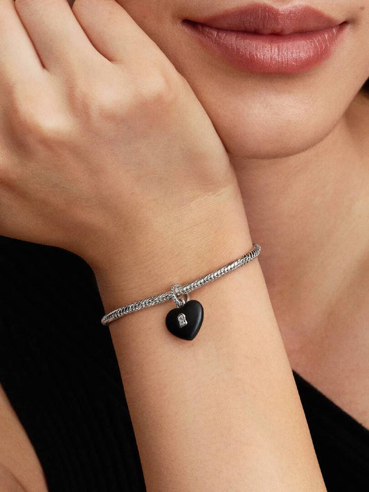 Charm Pandora Pendente Lucchetto Cuore Nero "Yours" in ceramica 794424C02