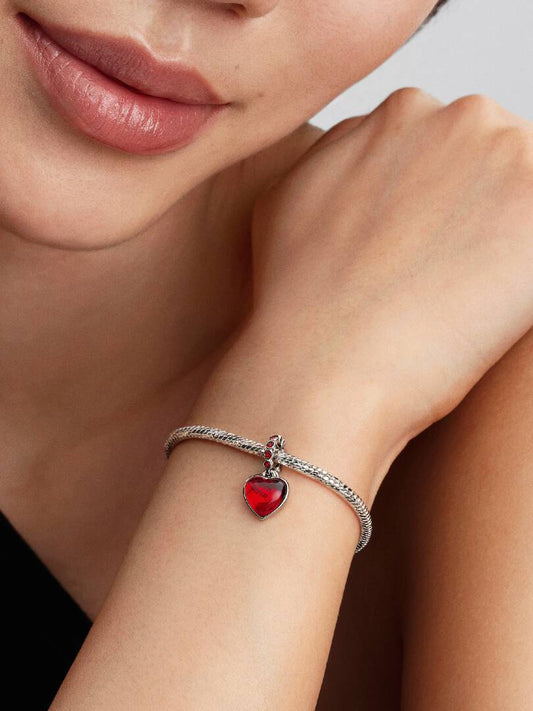 Charm Pandora Pendente Doppio Cuore Vetro di Murano Rosso 794429C01