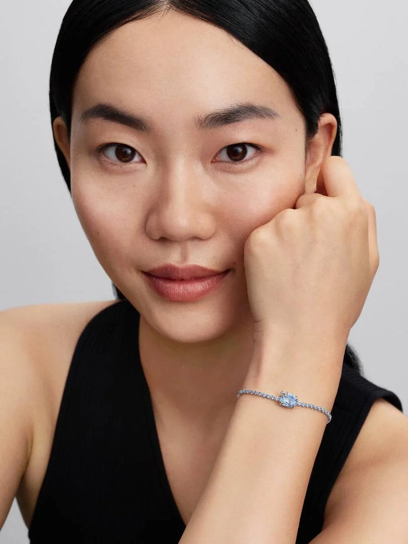 Bracciale Bridgerton, Tennis regolabile con Cristalli Azzurri e Ape 594401C01