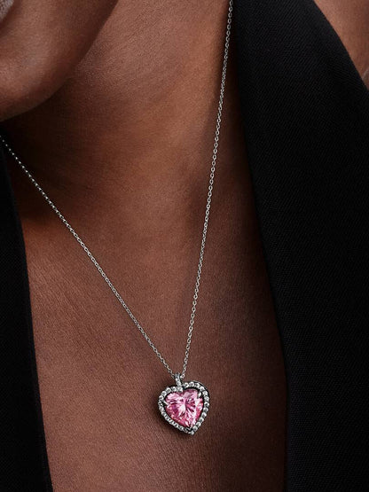 Collana Pandora Cuore in Rilievo Rosa Grande 394414C01