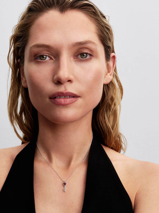 Collana Pandora Chiave con Cuore Rosso 394392C01