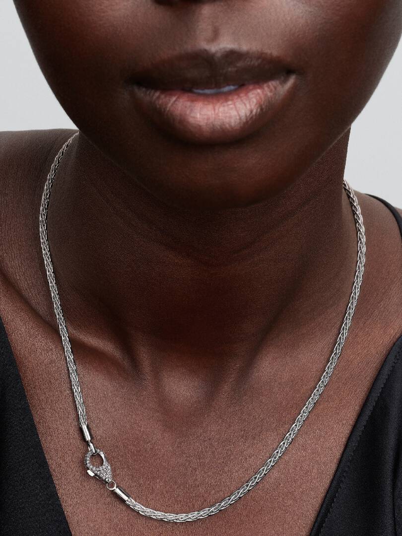 Collana Pandora Maglia Coda di Volpe con Chiusura Pavè 394463C01