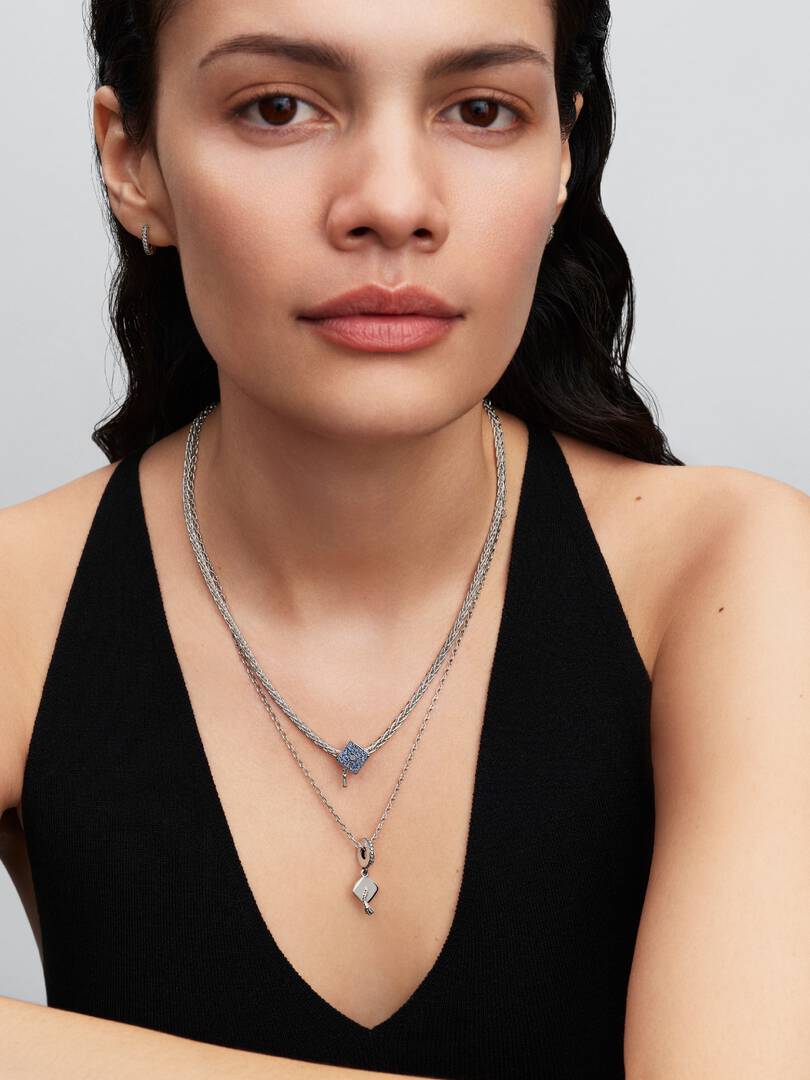 Collana Pandora Maglia Coda di Volpe con Chiusura Pavè 394463C01