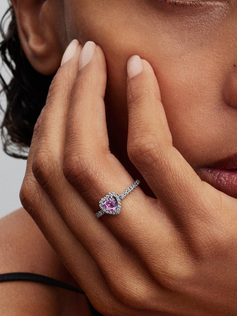 Anello Pandora Cuore in Rilievo Viola 198421C12